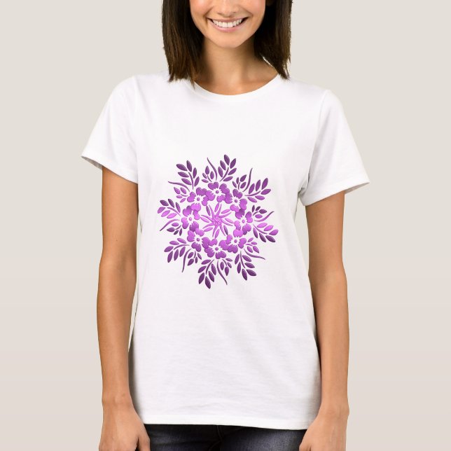 Camiseta Mandala roxa floral (Frente)