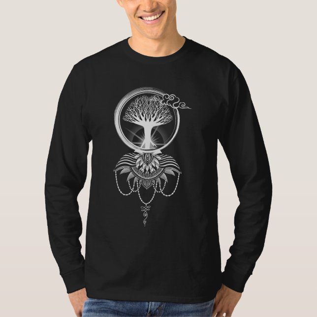 Camiseta Mandala T Unalome Lotus Flower E Tree Life Hi (Frente)