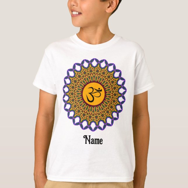 Camiseta Mandala Yoga Om Peacock Espiritual Personalizado (Frente)