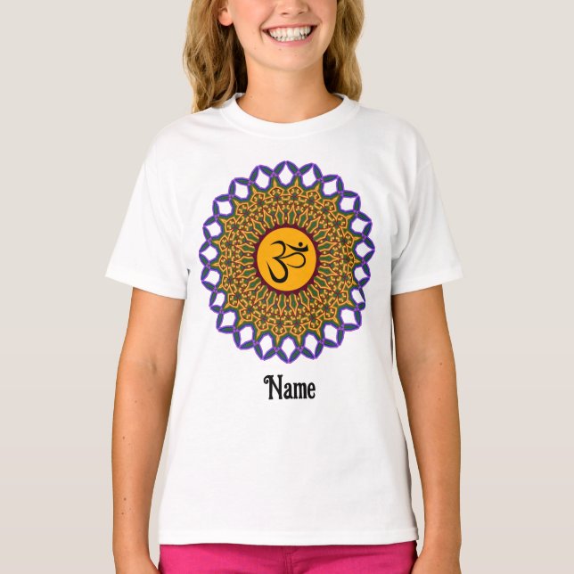 Camiseta Mandala Yoga Om Peacock Espiritual Personalizado (Frente)