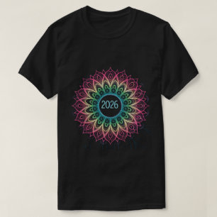 Camiseta Mandalala Fractal Psicodélico de 2026 com Neon