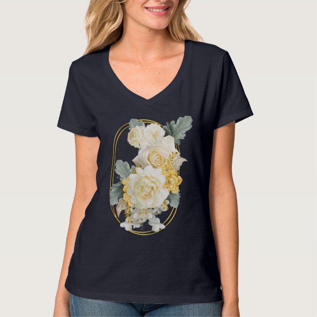 Camiseta Mandalas Douradas de várias repetições de Círculos (Frente)