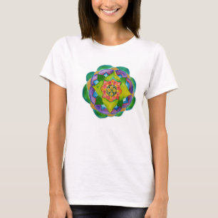 Camiseta Mandalla Pintura Flores Simples T-Shi, Flores, Mul