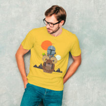 Mandaloriano e Criança sobre a Ilustração da Banth