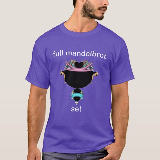 Camiseta Mandelbrot de cheio colocado em T-Shirt azul e ros (Frente)