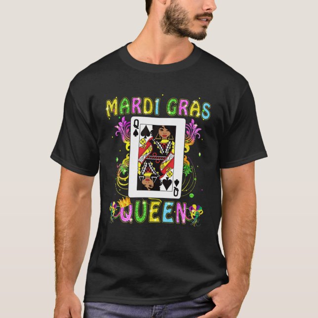 Camiseta Mandi Gras Black Queen Of Poker Card Dark (Frente)