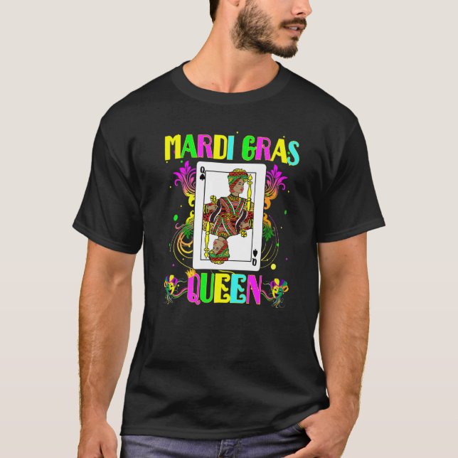 Camiseta Mandi Gras Black Queen Of Poker Card Dark (Frente)
