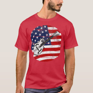 Camiseta Mandolin EUA Bandeira Mandolinista Músico Folga 4º