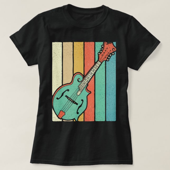 Camiseta Mandolin Lover Player Funky Retro Bluegrass Mandol (Frente do Design)