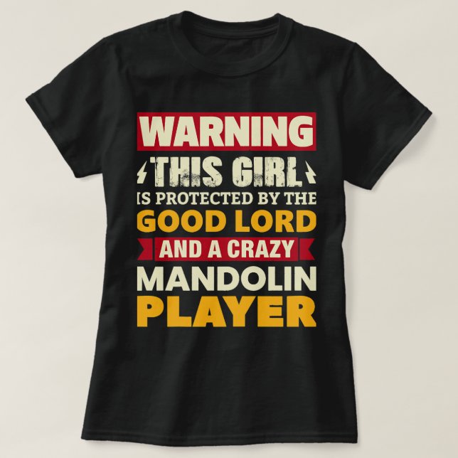 Camiseta Mandolin Lover Womens WarGirl É Protegida Por (Frente do Design)