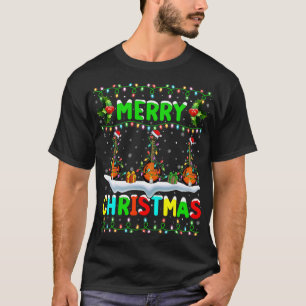 Camiseta Mandolin Lover Xmas Mandolin Iluminação Santa Hat