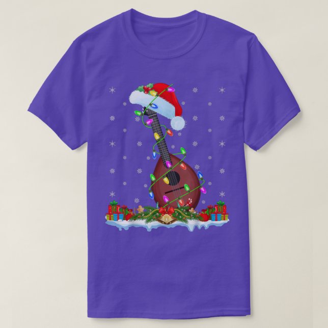 Camiseta Mandolin Music Lover Matching Santa Hat Mandolin C (Frente do Design)