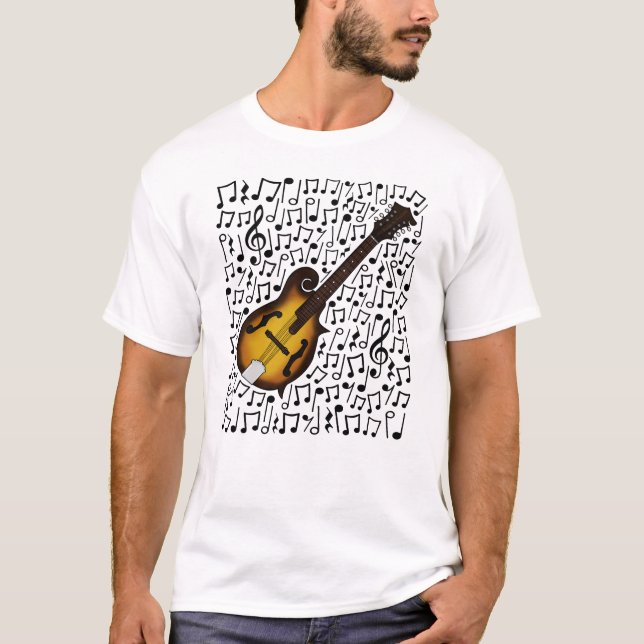 Camiseta Mandolin Musical Notes Mandolinista Músico Folclór (Frente)