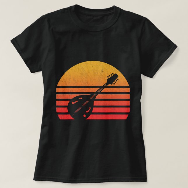 Camiseta Mandolin Vintage Retro Sunset Mandolin (Frente do Design)