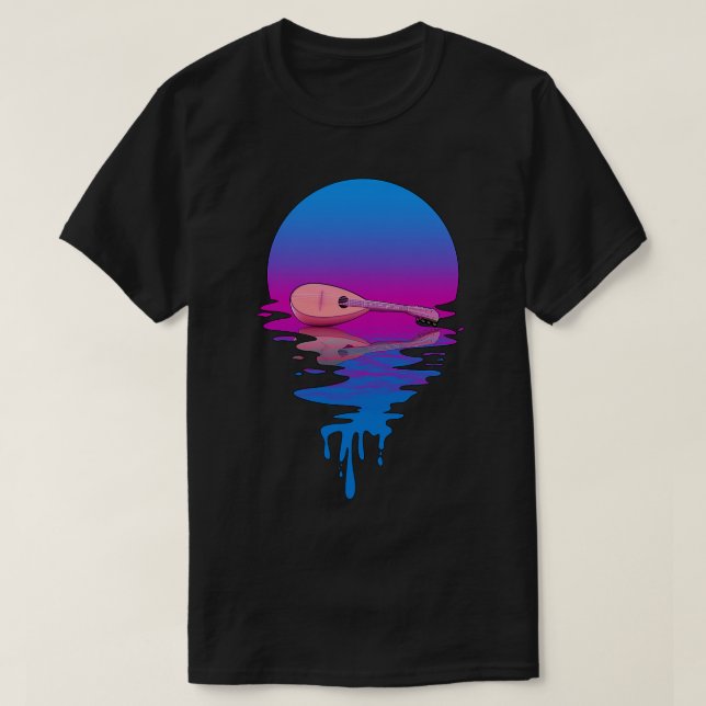 Camiseta Mandolin Vintage Retro Sunset Mandolin 1 (Frente do Design)