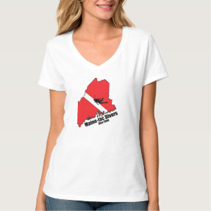 Camiseta Maneiac Divers Logotipo Silhuette Womens V Neck