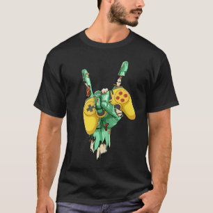 Camiseta Maneira Zombie Rock Segurando Controladora De Jogo