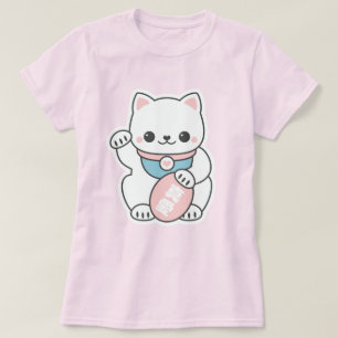 Camiseta Maneki cor-de-rosa Neko