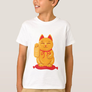Camiseta Maneki Neko Dourado Cat, Símbolo de Riqueza