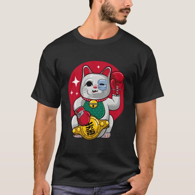 Camiseta Maneki Neko - Gato de Boxing Sem Sorte (Frente)