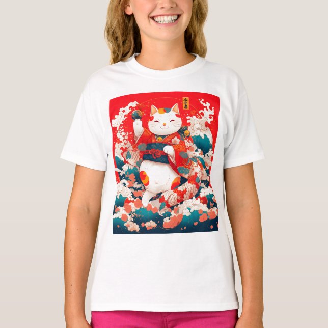 Camiseta Maneki-Neko, Gato Sortudo Japonês (Frente)