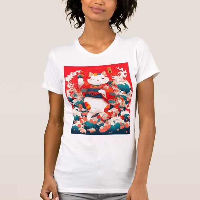 Camiseta Maneki-Neko, Gato Sortudo Japonês (Frente)