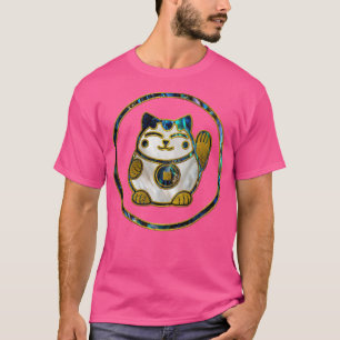 Camiseta Maneki Neko Lucky cat em pérola e abalone
