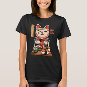 Camiseta Maneki Neko Sushi Cat - Cute Nigiri Sashimi Maki C
