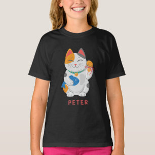 Camiseta Maneki Neko White Cat, símbolo de boa sorte