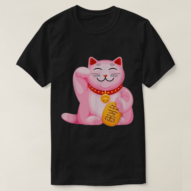 Camiseta ManekiNeko Lucky Cat Japanese Good Luck Charm Japa (Frente do Design)