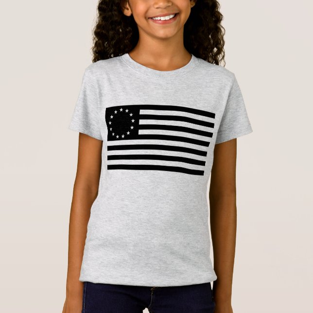 Camiseta Manga, Betsy Ross Flag ou Circle American Flag (Frente)