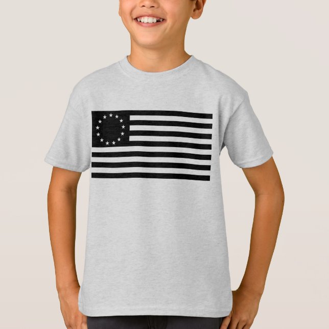 Camiseta Manga, Betsy Ross Flag ou Circle American Flag (Frente)