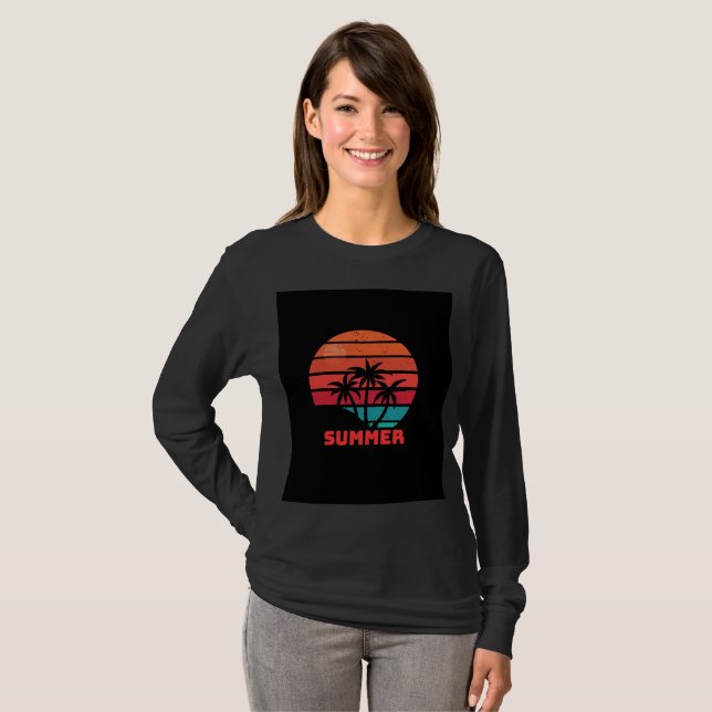 Camiseta manga comprida design de verão (Frente Completa)