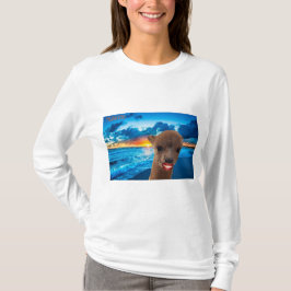 Camiseta manga comprida, mulheres de teia básica