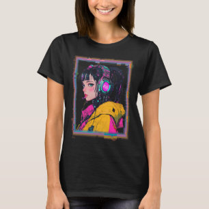 Camiseta Mangá Garota Gamer Cyberpunk