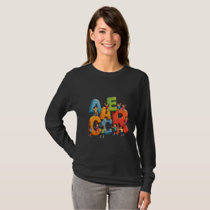 Camiseta Manga Longa Alfabeto de Aprendizado para