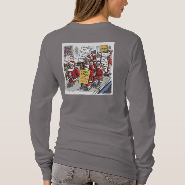 Camiseta manga longa cinza feminina Santa Strike c (Verso)