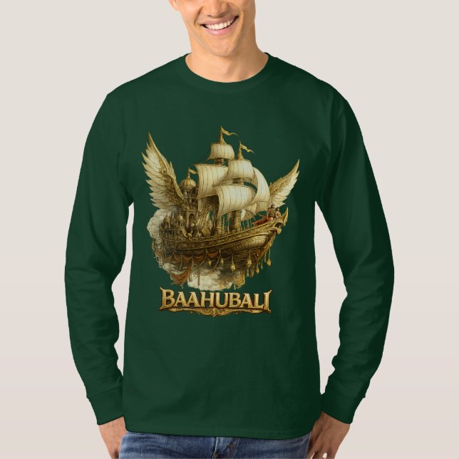 Camiseta Manga Longa com Arte da Nave Voadora Fant (Frente)