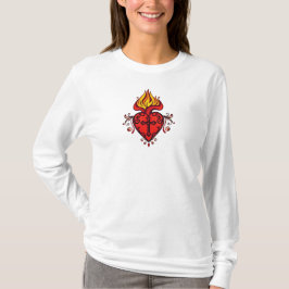 Camiseta Manga Longa Coração Sagrado de Mulheres C
