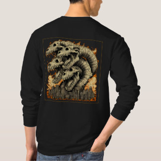 Camiseta Manga Longa de Monstro Kaiju Esquelético