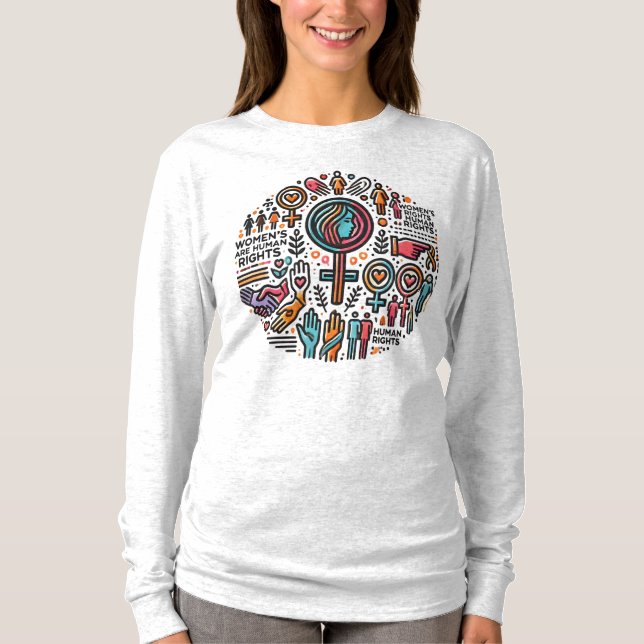 Camiseta Manga Longa Direitos das Mulheres são Dir (Frente)