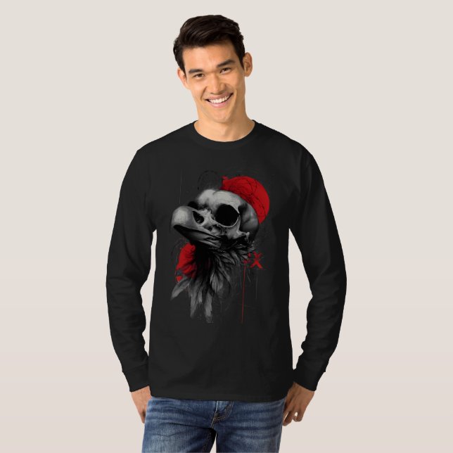 Camiseta Manga Longa Grunge Arame Farpado Caveira  (Frente Completa)