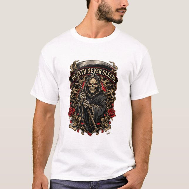 Camiseta Manga Longa Morte Nunca Dorme (Frente)