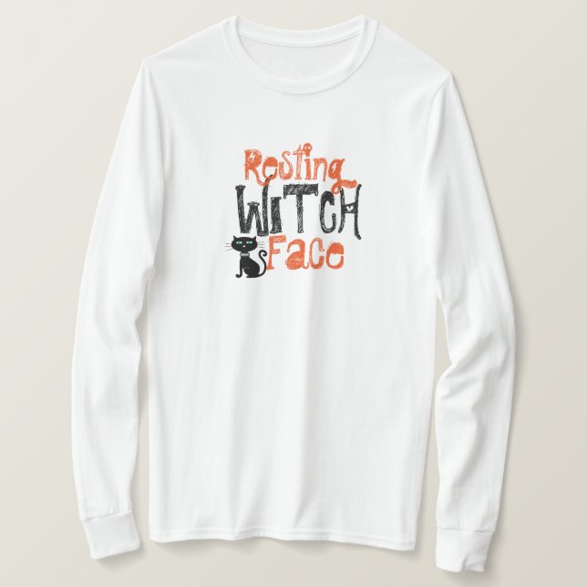 Camiseta Manga Longa Resting Witch Face (Frente do Design)