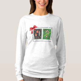 Camiseta Manga Longa Selos de Natal Retro