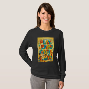 Camiseta Manga Longa Tipografia Brincar Aprender C