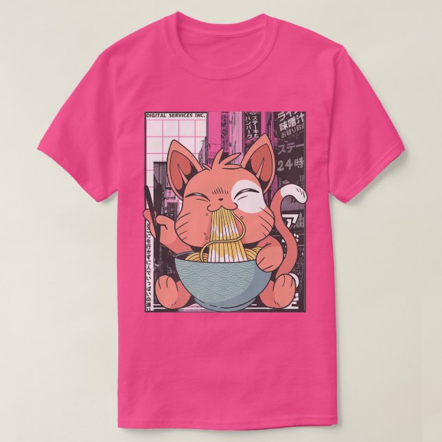 Camiseta Manga Neko Ramen Cat 866 (Frente do Design)