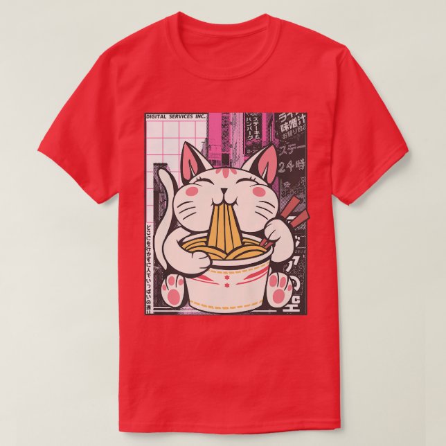 Camiseta Manga Neko Ramen Cat Lover  (Frente do Design)