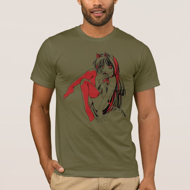 Camiseta Mangá R & B, Anime Lolita Gatinha Furry Garota Gat (Frente)
