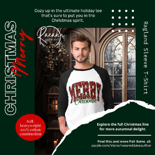 Camiseta Manga Ragland Feliz Natal